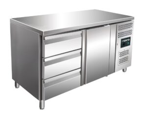 SARO Table réfrigérée 1 porte et 1x kit 3 tiroirs, modèle KYLJA 2130 TN