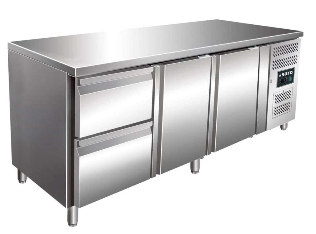 SARO Table réfrigérée 2 portes et 1x kit 2 tiroirs modèle KYLJA 3110 TN