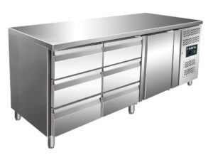 SARO Table réfrigérée 1 porte et 2x kit 3 tiroirs modèle KYLJA 3150 TN