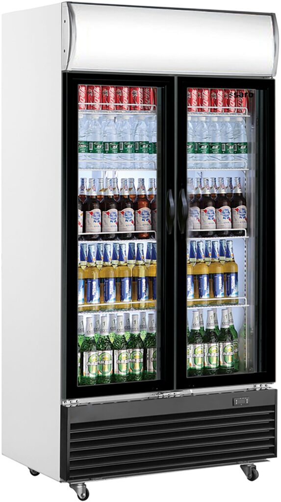 SARO Refroidisseur de bouteilles avec fronton lumineux - 2 portes modèle GTK 800