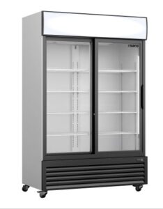 SARO Armoire réfrigérée, portes vitrées coulissantes et fronton lumineux modèle GTK 700 SD