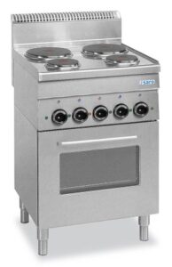 SARO Cuisinière électrique avec four électrique, 4 plaques, ligne 600 sur pieds modèle E4F6