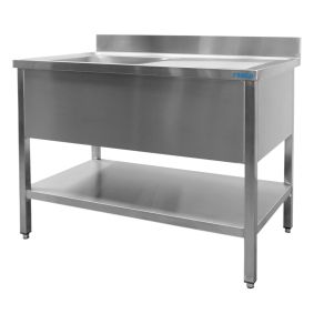 SARO Plonge inox 1 bac, à gauche - profondeur 600 mm, 1200 mm