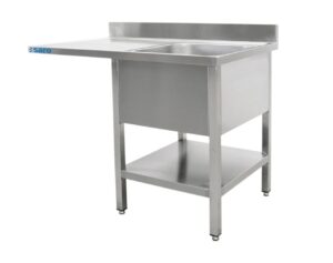 SARO Plonge inox sur placard 1 bac, à droite - profondeur 600 mm, 1400 mm