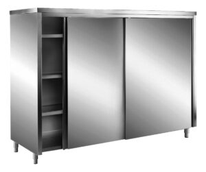 SARO Armoire de rangement inox à portes coulissantes AISI 430, toit plat, 1200x700