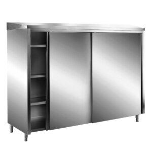SARO Armoire de rangement inox à portes coulissantes AISI 430, toit incliné, 2000x600
